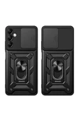 CEPCASE    Samsung Galaxy A14 Kılıf Standlı Magnet Mıknatıslı Yüzük Sürgülü Kamera Armored Zırhlı Kapak thumbnail 7