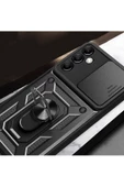 CEPCASE    Samsung Galaxy A14 Kılıf Standlı Magnet Mıknatıslı Yüzük Sürgülü Kamera Armored Zırhlı Kapak thumbnail 4