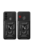 CEPCASE    Tecno Spark 8C Kılıf Standlı Magnet Mıknatıslı Yüzük Sürgülü Kamera Armored Zırhlı Kapak thumbnail 4