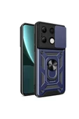 CEPCASE    Xiaomi Redmi Note 13 4G Kılıf Standlı Magnet Mıknatıslı Yüzük Sürgülü Kamera Armored Zırhlı Kapak thumbnail 1