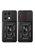 CEPCASE    Xiaomi Redmi Note 13 4G Kılıf Standlı Magnet Mıknatıslı Yüzük Sürgülü Kamera Armored Zırhlı Kapak thumbnail 3
