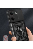 CEPCASE    Tecno Camon 20 Pro 4G Kılıf Standlı Magnet Mıknatıslı Yüzük Sürgülü Kamera Armored Zırhlı Kapak thumbnail 7