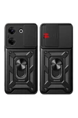CEPCASE    Tecno Camon 20 Pro 4G Kılıf Standlı Magnet Mıknatıslı Yüzük Sürgülü Kamera Armored Zırhlı Kapak thumbnail 6