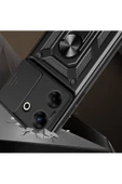 CEPCASE    Tecno Camon 20 Pro 5G Kılıf Standlı Magnet Mıknatıslı Yüzük Sürgülü Kamera Armored Zırhlı Kapak thumbnail 3