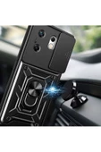 CEPCASE    İnfinix Zero 30 4G Kılıf Standlı Magnet Mıknatıslı Yüzük Sürgülü Kamera Armored Zırhlı Kapak thumbnail 4