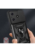 CEPCASE    Tecno Spark 10C Kılıf Standlı Magnet Mıknatıslı Yüzük Sürgülü Kamera Armored Zırhlı Kapak thumbnail 5