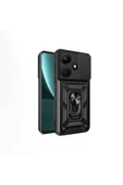 CEPCASE    İnfinix Hot 30İ Kılıf Standlı Magnet Mıknatıslı Yüzük Sürgülü Kamera Armored Zırhlı Kapak - 1
