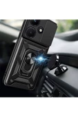 CEPCASE    İnfinix Hot 30İ Kılıf Standlı Magnet Mıknatıslı Yüzük Sürgülü Kamera Armored Zırhlı Kapak - 3