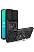 CEPCASE    Oppo A9 2020 Kılıf Standlı Magnet Mıknatıslı Yüzük Sürgülü Kamera Armored Zırhlı Kapak thumbnail 1