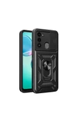 CEPCASE    Tecno Spark 8C Kılıf Standlı Magnet Mıknatıslı Yüzük Sürgülü Kamera Armored Zırhlı Kapak thumbnail 1