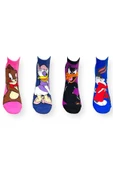 Me-vo 4'lü Çizgi Film Karakterli Unisex Esnek Nem Alabilen Pamuklu Çok Renkli Patik Çoraplar thumbnail 1