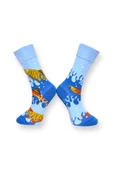 Me-vo 3'lü Deniz Temalı Hayvan Desenli Unisex Esnek Nem Alabilen Pamuklu Mavi Renkli Soket Çoraplar thumbnail 7