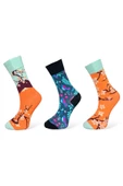 Me-vo 3'lü Çiçek Desenli Unisex Esnek Nem Alabilen Pamuklu Çok Renkli Soket Çoraplar thumbnail 1