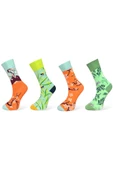 Me-vo 4'lü Çok Renkli Unisex Esnek Nem Alabilen Pamuklu Orman Desenli Soket Çoraplar thumbnail 1