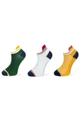 Me-vo 3'lü Düz Renk Unisex Esnek Nem Alabilen Pamuklu Jagarlı Patik Çoraplar thumbnail 1