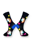 Me-vo 3'lü Çok Renkli Unicorn Desenli Unisex Esnek Nem Alabilen Pamuklu Soket Çoraplar thumbnail 7