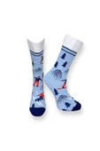 Me-vo 2'li Açık Mavi Renkli Unisex Esnek Nem Alabilen Pamuklu Eğlenceli Aktivite Temalı Soket Çoraplar thumbnail 2