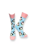 Me-vo 3'lü Penguen Desenli Unisex Esnek Nem Alabilen Pamuklu Mavi Renkli Soket Çoraplar thumbnail 4