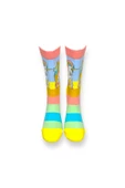 Me-vo 2'li Unicorn Desenli Unisex Esnek Nem Alabilen Pamuklu Çok Renkli Soket Çoraplar - 4