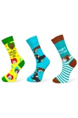 Me-vo 3'lü Çok Renkli Unisex Esnek Nem Alabilen Pamuklu Sevimli Hayvan Desenli Soket Çoraplar thumbnail 1