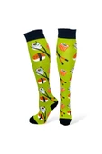 Me-vo Tekli Yeşil Renkli Uzun Unisex Esnek Nem Alabilen Pamuklu Suşi Desenli Dizüstü Çorap thumbnail 2