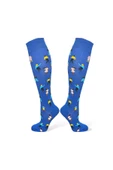 Me-vo Tekli Mavi Renkli Uzun Unisex Esnek Nem Alabilen Pamuklu İnsan Desenli Dizüstü Çorap thumbnail 1