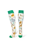 Me-vo Tekli Beyaz Renkli Uzun Unisex Esnek Nem Alabilen Pamuklu Lama Desenli Dizüstü Çorap thumbnail 2