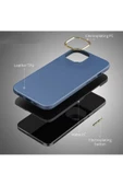 CEPCASE    Apple  iPhone 13 Mini Kılıf Faux Leather Deri Tasarım Metal Tuş Darbe Emici Sağlam Koruma thumbnail 4