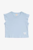 Merisa Mavi Kalpli Pamuklu Kız Çocuk Tshirt - 1