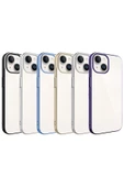 CEPCASE    Apple iPhone 15 Plus Kılıf Renkli Çerçeveli Arkası Şeffaf Metal Buton Sert PC Silikon Kapak thumbnail 3