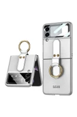 CEPCASE    Galaxy Z Flip 3 Kılıf Yüzük Aparatlı Matte Yüzey Kamera Korumalı Flip Ring Tam Kalıp - 1