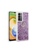 CEPCASE    Galaxy A14 Kılıf Yüzük Standlı Sıvılı Simli Pullu Renkli Desenli Silikon Kapak thumbnail 1