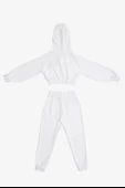 Gro Ekru Pamuklu Kız Çocuk Crop Sweatshirt Jogger 2'li Takım - 2