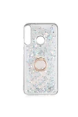 CEPCASE    Huawei P40 Lite E Kılıf Yüzük Standlı Sıvılı Simli Pullu Renkli Desenli Silikon Kapak - 2