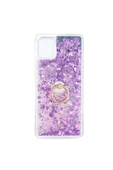 CEPCASE    Samsung Galaxy A81 (note 10 Lite) Kılıf Yüzük Standlı Sıvılı Simli Pullu Renkli Desenli Silikon - 1