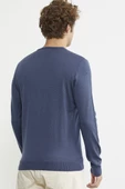 Erkek Sıfır Yaka Basic Triko Kazak - Indigo thumbnail 5