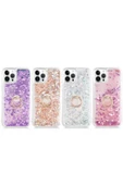 CEPCASE    Iphone 14 Pro Kılıf Yüzük Standlı Sıvılı Simli Pullu Renkli Desenli Silikon Kapak - 3