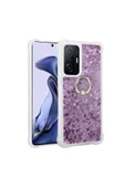 CEPCASE    Xiaomi Mi 11t Pro 5g Kılıf Yüzük Standlı Sıvılı Simli Pullu Renkli Desenli Silikon Kapak thumbnail 1