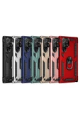 CEPCASE    Samsung Galaxy S22 Ultra Kılıf Standlı Magnet Mıknatıslı Yüzük Armored Zırhlı Kapak thumbnail 5