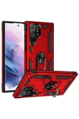 CEPCASE    Samsung Galaxy S22 Ultra Kılıf Standlı Magnet Mıknatıslı Yüzük Armored Zırhlı Kapak thumbnail 1