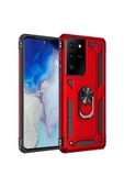 CEPCASE    Samsung Galaxy S21 Ultra Kılıf Standlı Magnet Mıknatıslı Yüzük Armored Zırhlı Kapak thumbnail 2