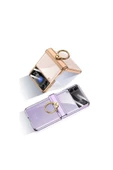 CEPCASE    Galaxy Z Flip 4 Kılıf Yüzüklü Lens Korumalı Metal Görünümlü Kapak - 5