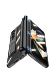 CEPCASE    Galaxy Z Uyumlu Fold 4 Kılıf Standlı Kalem Bölmeli Transparan Renkli 360 Sağlam Koruma Kapak - 4