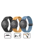 CEPCASE    Samsung Galaxy Watch 5 44mm Kordon/Kayış Çizgili Tasarım Metal Toka Esnek Sağlam Silikon Kordon - 3
