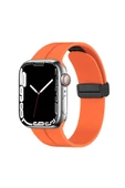 CEPCASE    Apple Watch 7 41mm Koron/Kayış Çizgili Tasarım Metal Toka Esnek Sağlam Silikon Kordon - 1