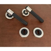 Punch Zamak Mat Siyah İnox Rozetli Oda Kapı Kolu 1 Takım thumbnail 2