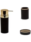 Primanova Lenox Siyah Altın 3 'lü Banyo Takımı Seti - 1
