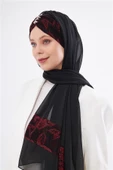 Bordo Taşlı Arkadan Bağlamalı Şal Şifon Çiçek Desenli 2319_16 thumbnail 1