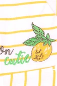 Kız Çocuk Lemon Yazı Desenli Cepli Yanı Fermuarlı Sarı Renk Kapri Tulum - 2