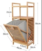 Bambu 2 Raflı Kirli Sepeti Çok Amaçlı Banyo Düzenleyici Organizer Raf - 2